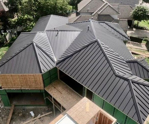 New metal roof on home being built