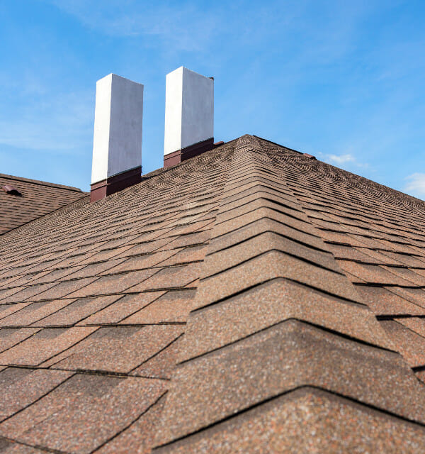 Newly installed asphalt shingle roof